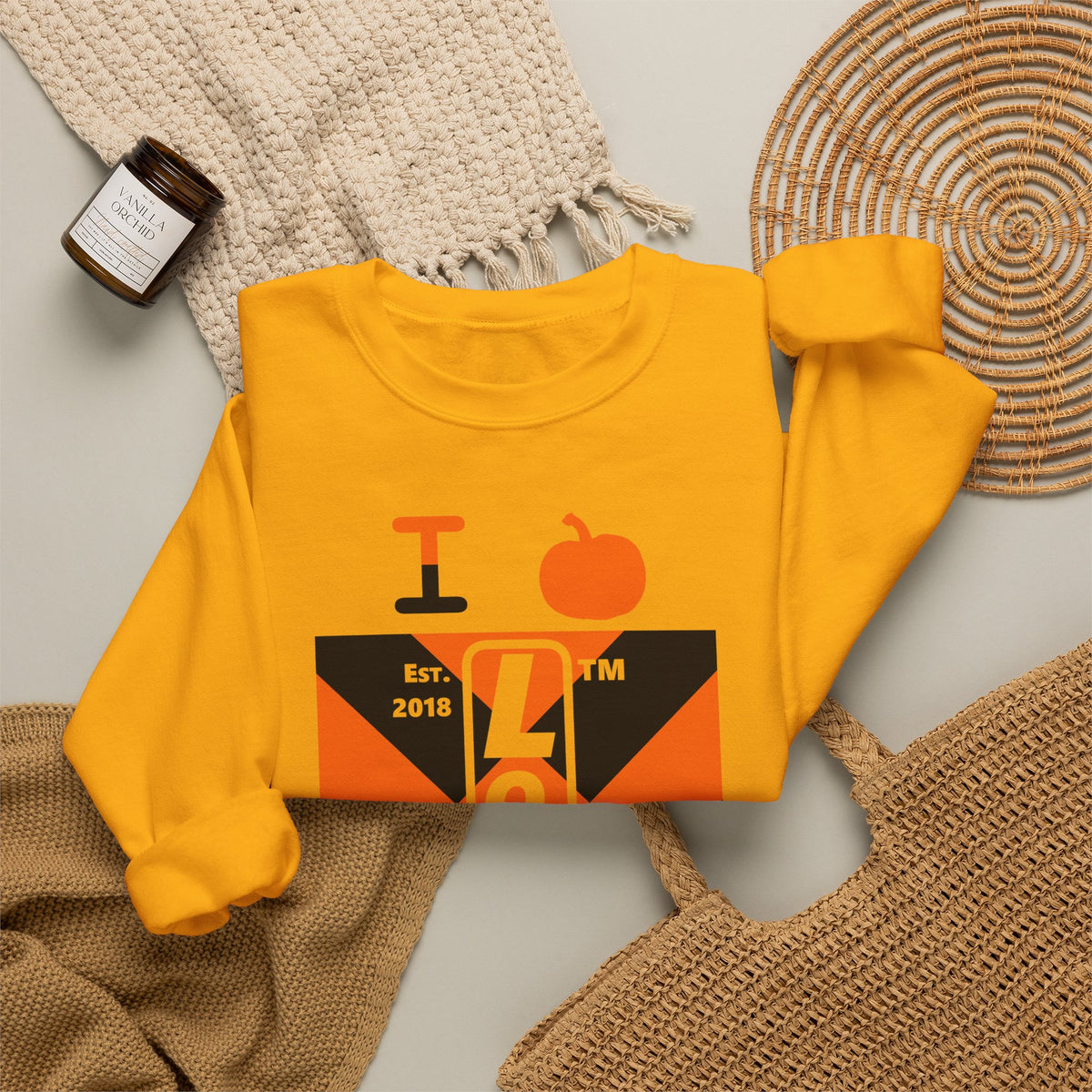 I pumpkin LongD Tag negative upright mixed argyle logo crewneck sweatshirt