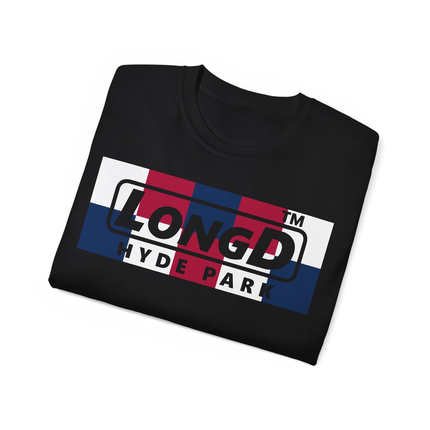 LongD negative 2x5 Hyde Park logo cotton tee (patriotic colors)