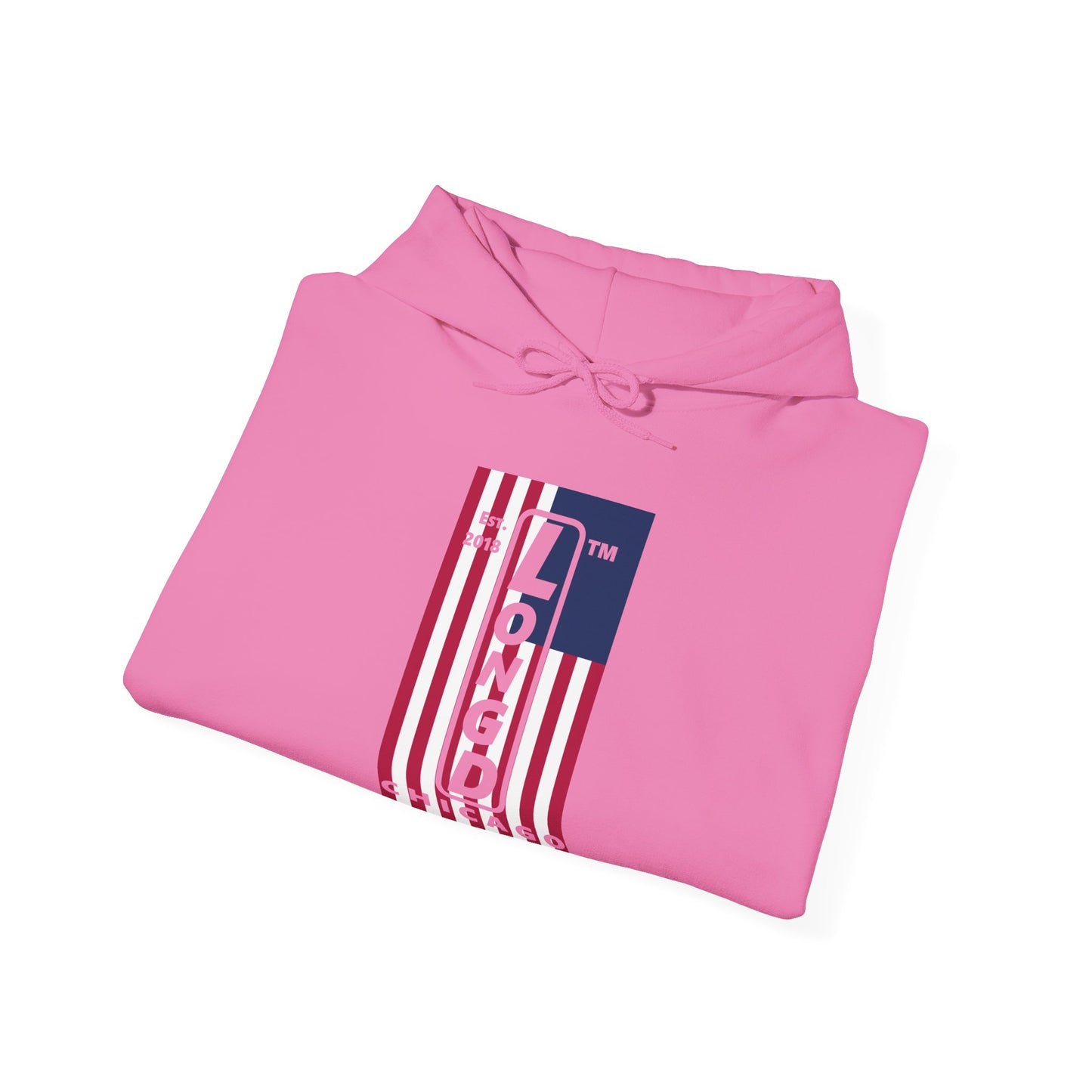 LongD® negative flag upright Chicago logo hoodie