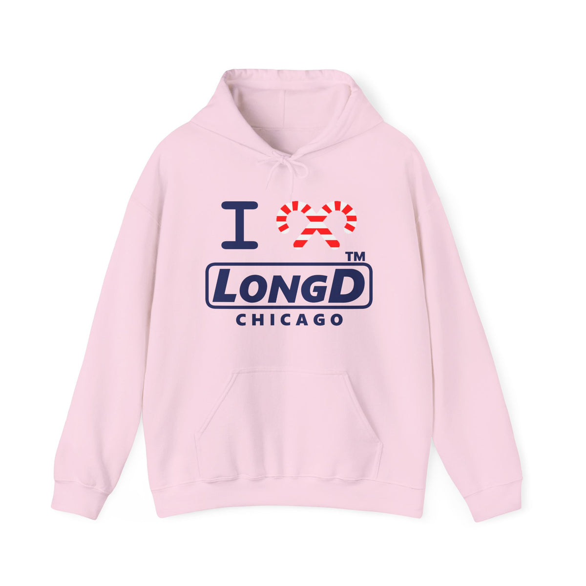 I candy cane LongD Chicago positive official basic navy front-back logo hoodie