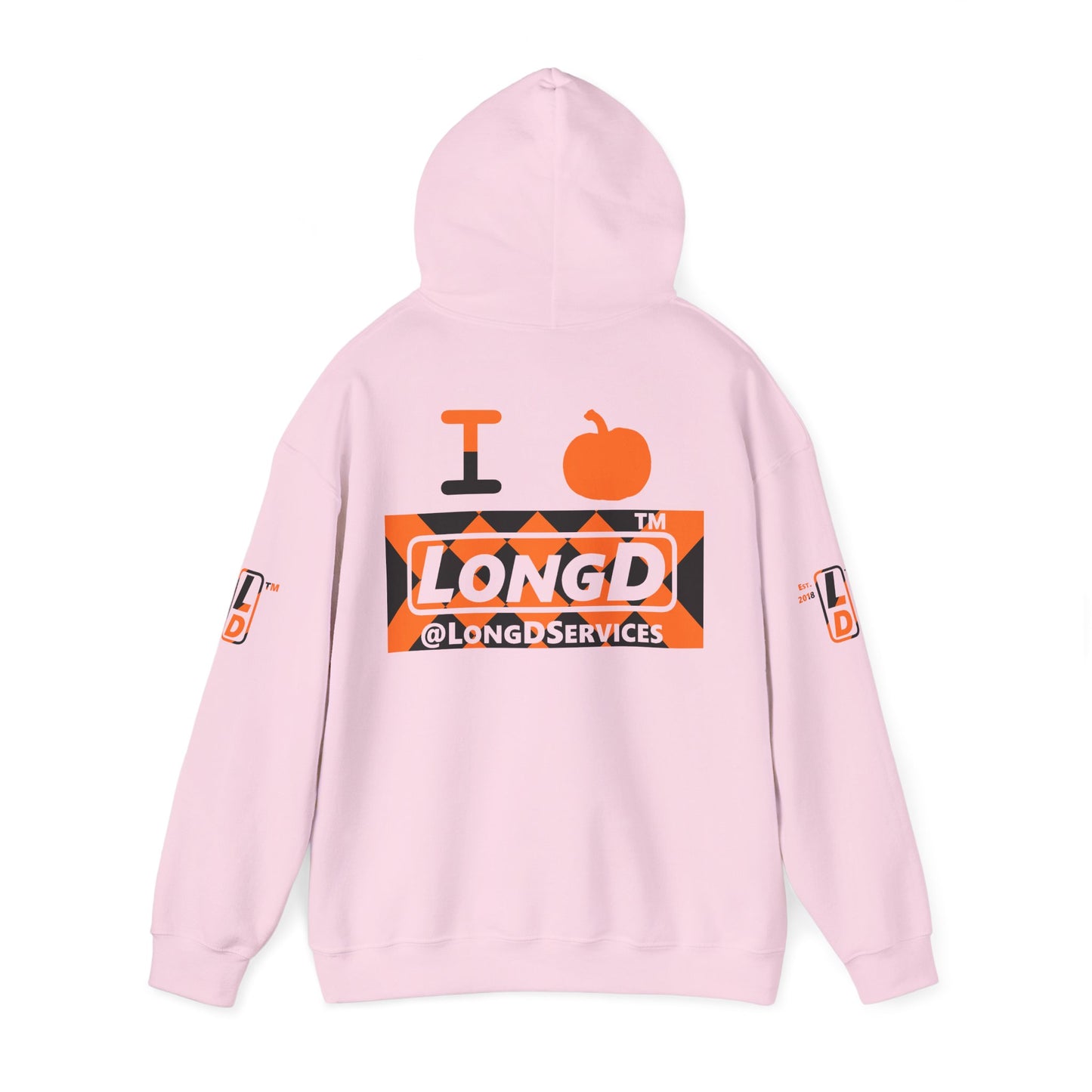 I pumpkin LongD Tag negative stylized argyle 4-print logo hoodie
