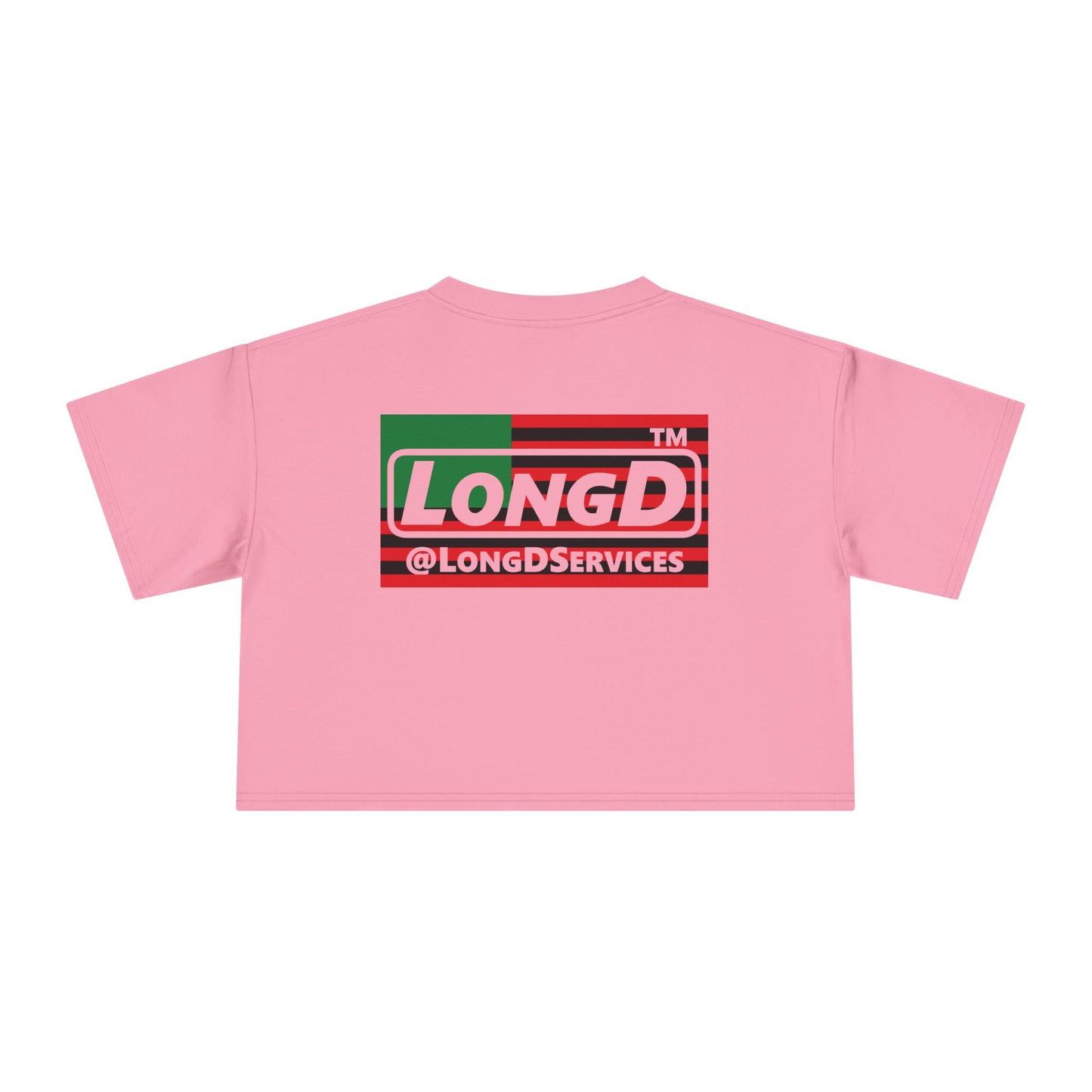 LongD negative flag Chicago front-back logo crop tee (Juneteenth colors)