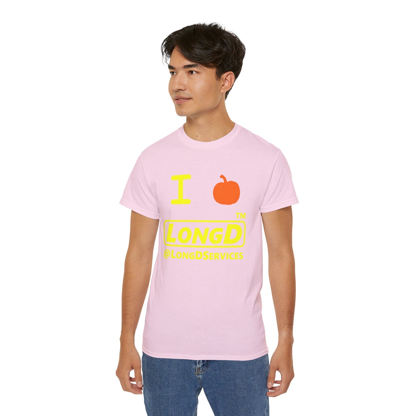 I Pumpkin LongD® Logo Cotton Tee positive yellow basic tag logo