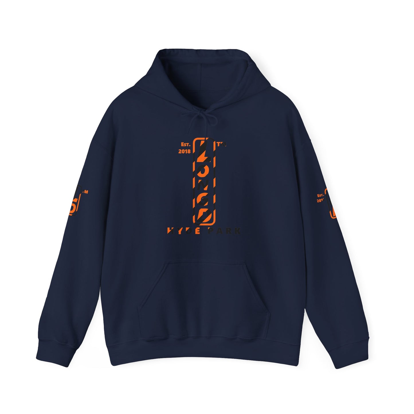 LongD Hyde Park positive upright pixel-weighted 12-striped 4-print logo (Halloween colors) hoodie