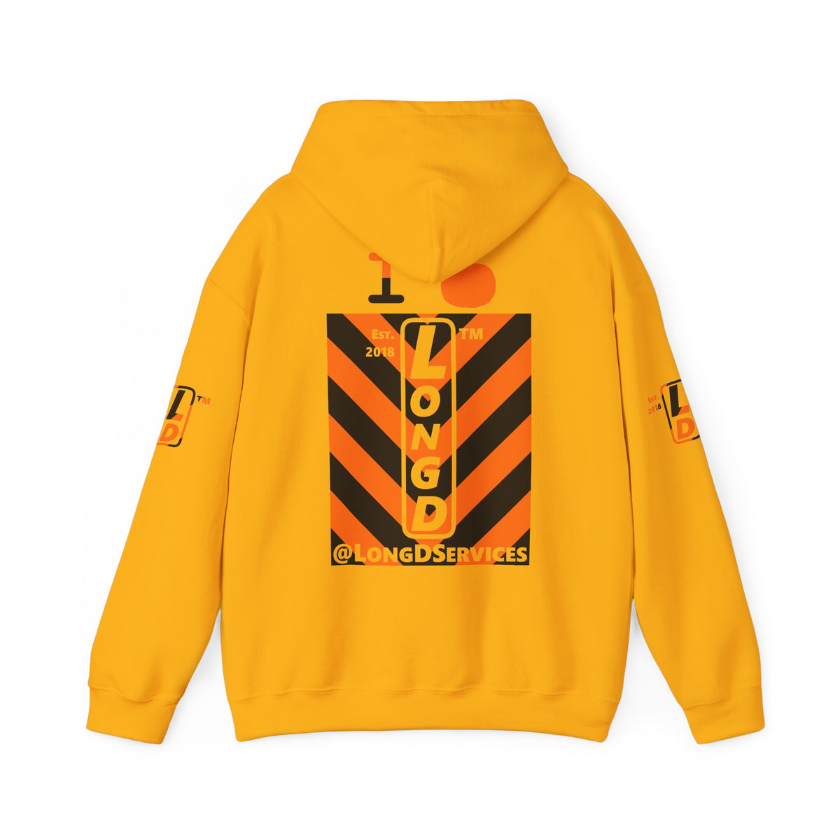 I pumpkin LongD Tag negative upright downward chevron 4-print logo hoodie
