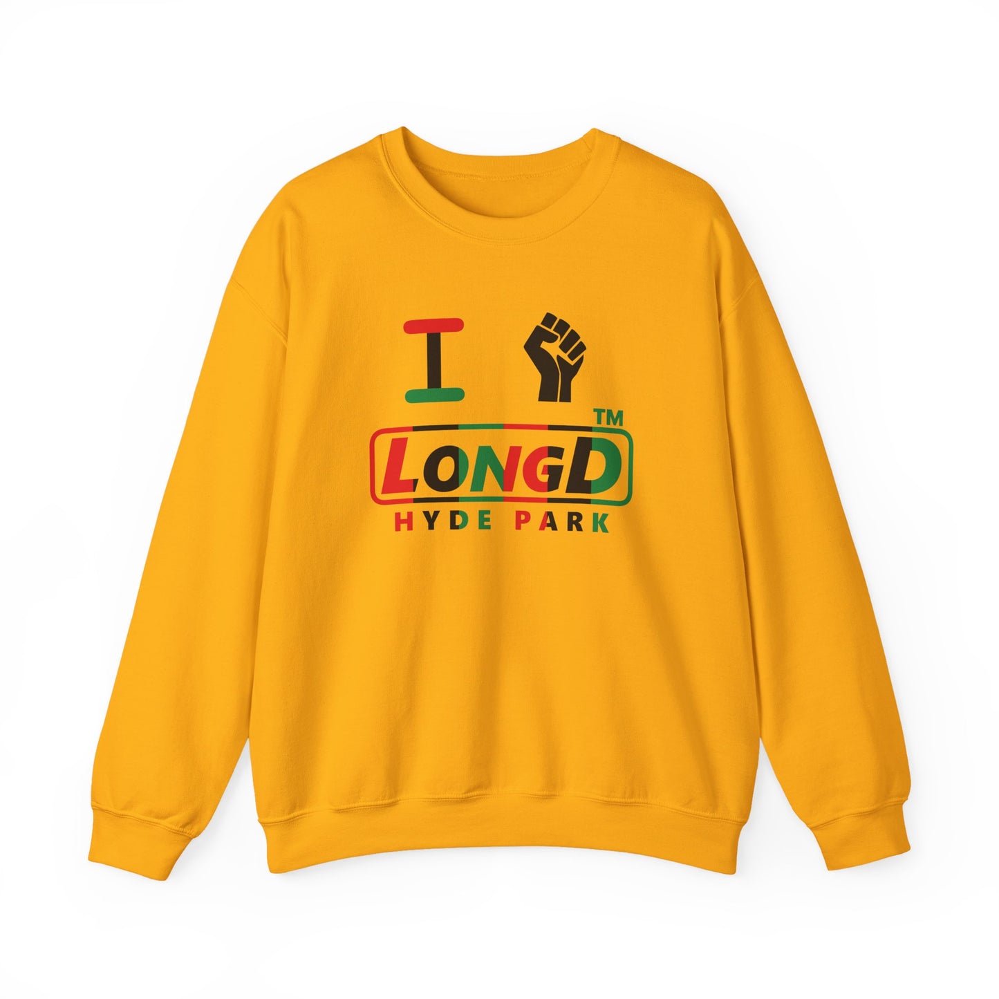 I fist LongD positive vertical 6-striped Hyde Park logo crewneck sweatshirt