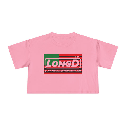 LongD negative flag tag-domain front-back logo crop tee (Juneteenth colors)