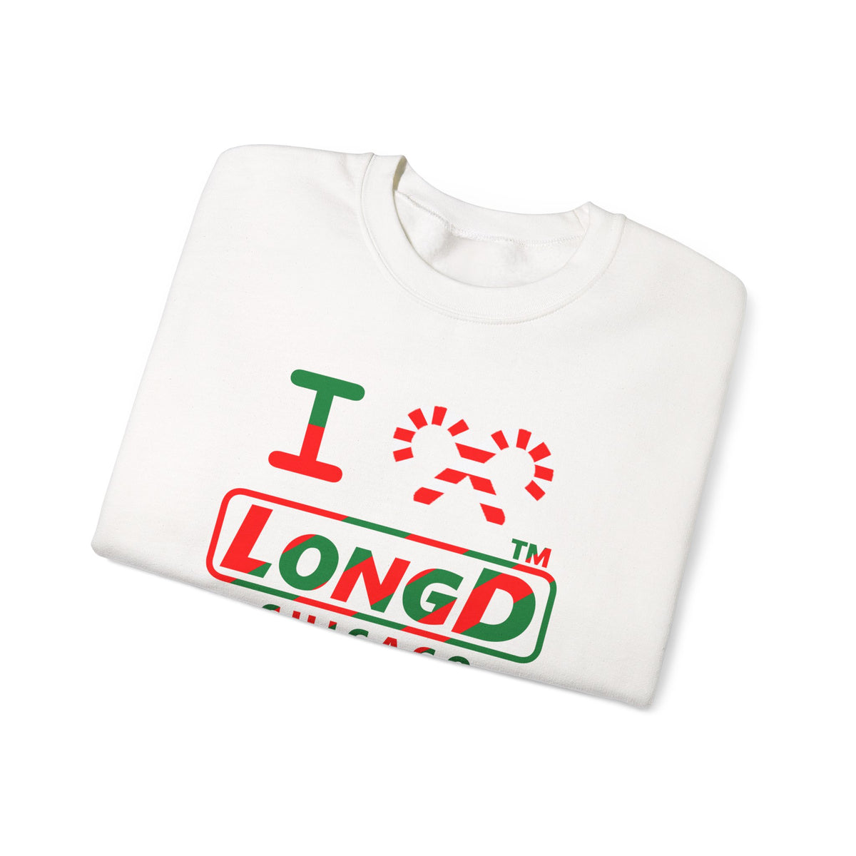 I candy cane LongD Chicago positive pixel-weighted 6-striped logo crewneck sweatshirt