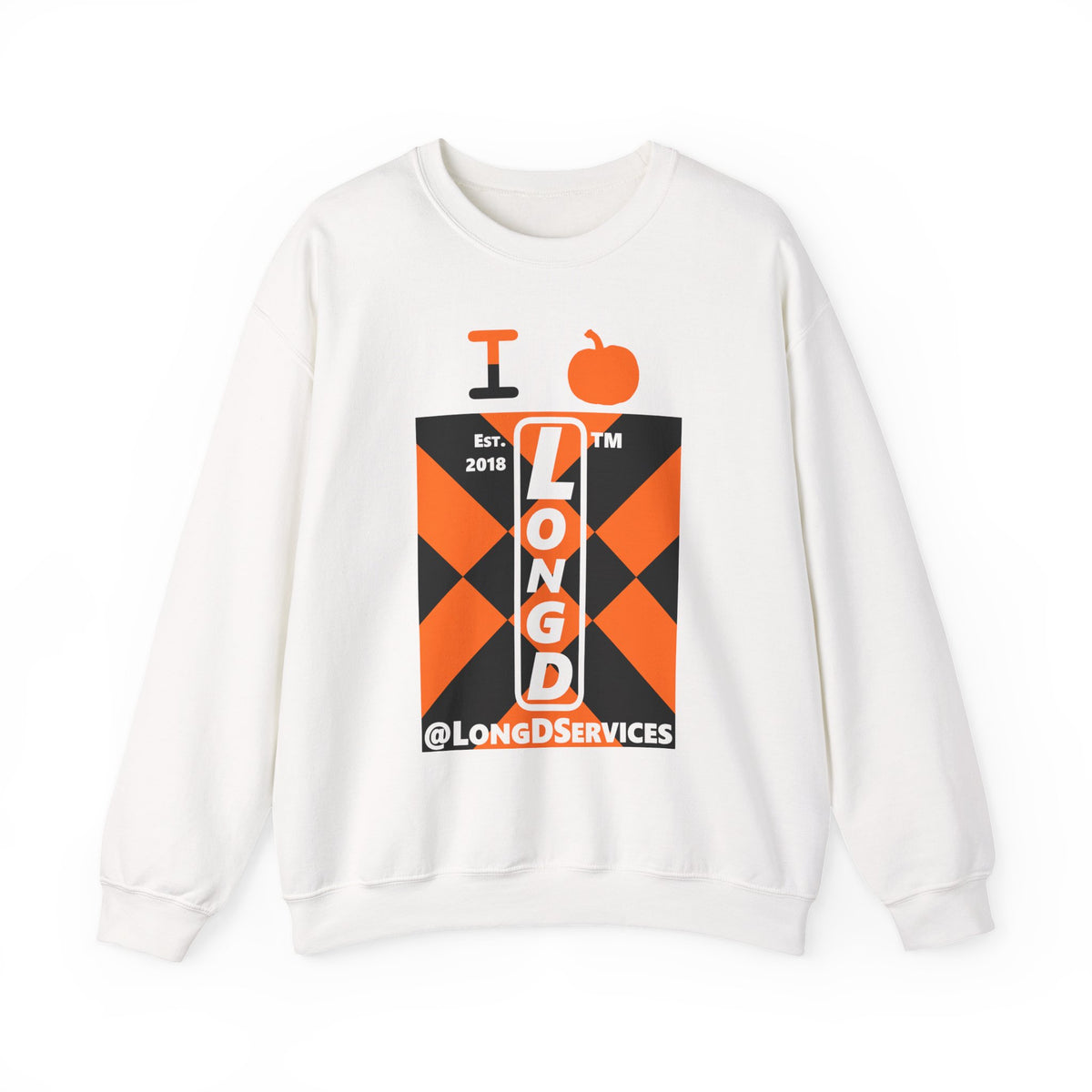 I pumpkin LongD Tag negative upright mixed argyle logo crewneck sweatshirt