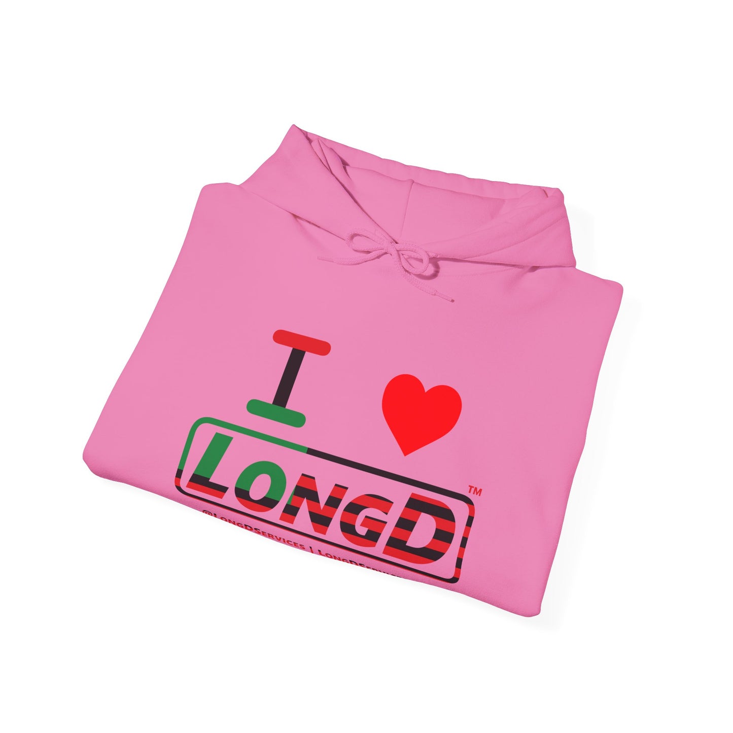 I Luv LongD® Logo Hoodie with Juneteenth positive flag