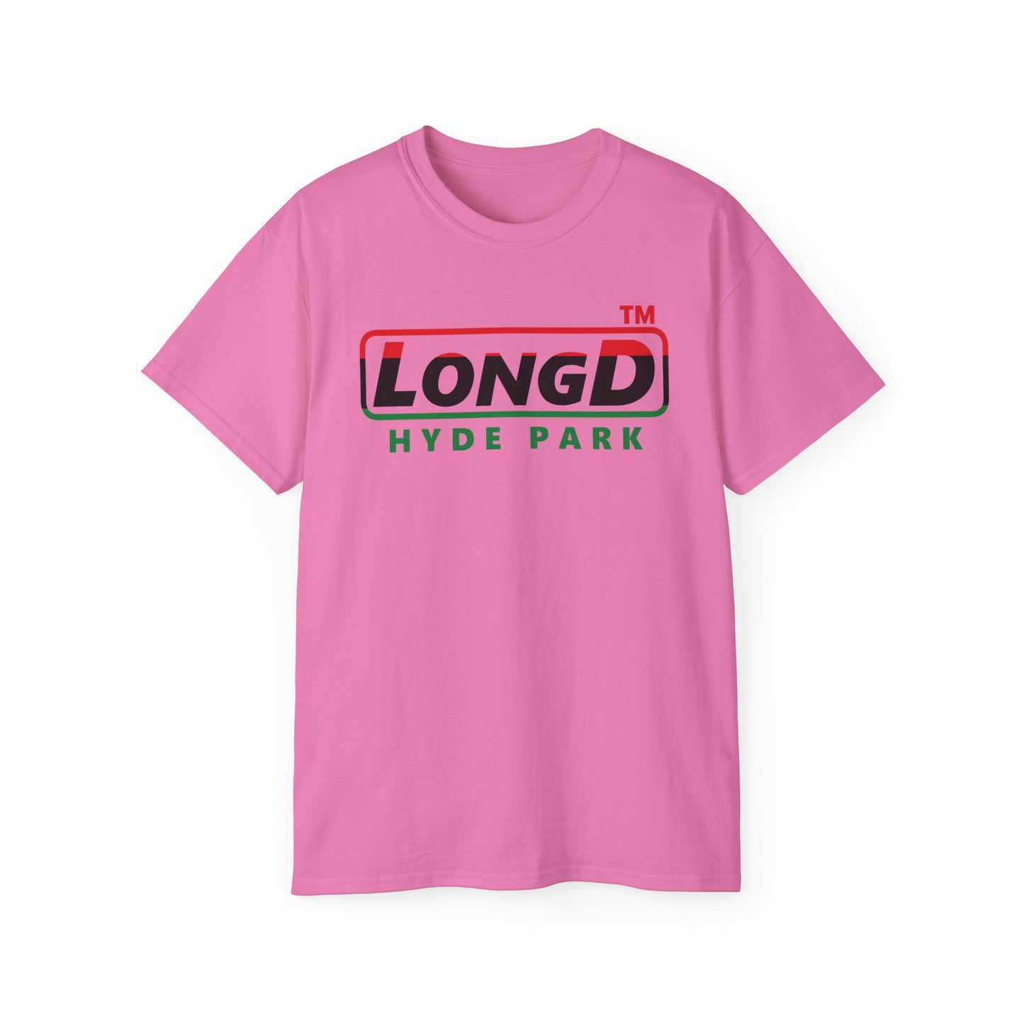 LongD positive horizontal 3-striped Hyde Park logo cotton tee (Juneteenth colors)