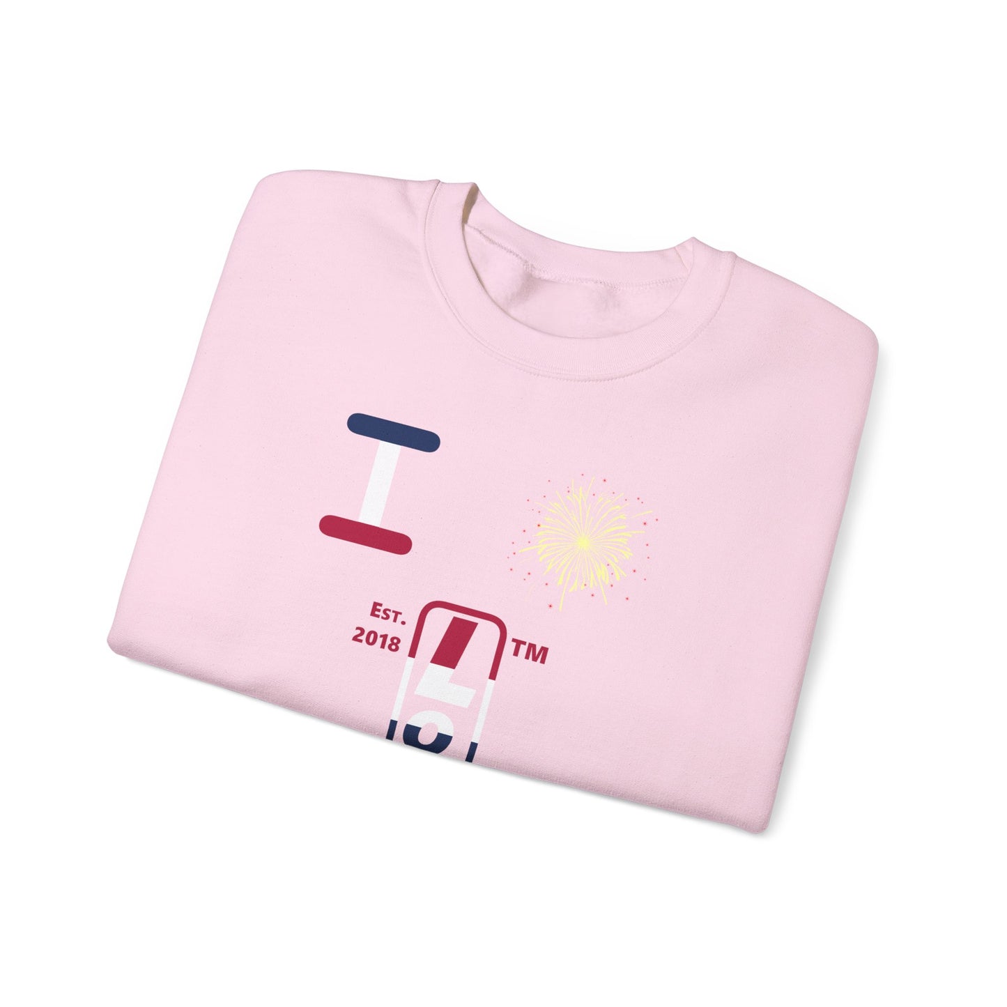 I Burst LongD positive horizontal 6-striped Hyde Park upright logo crewneck sweatshirt