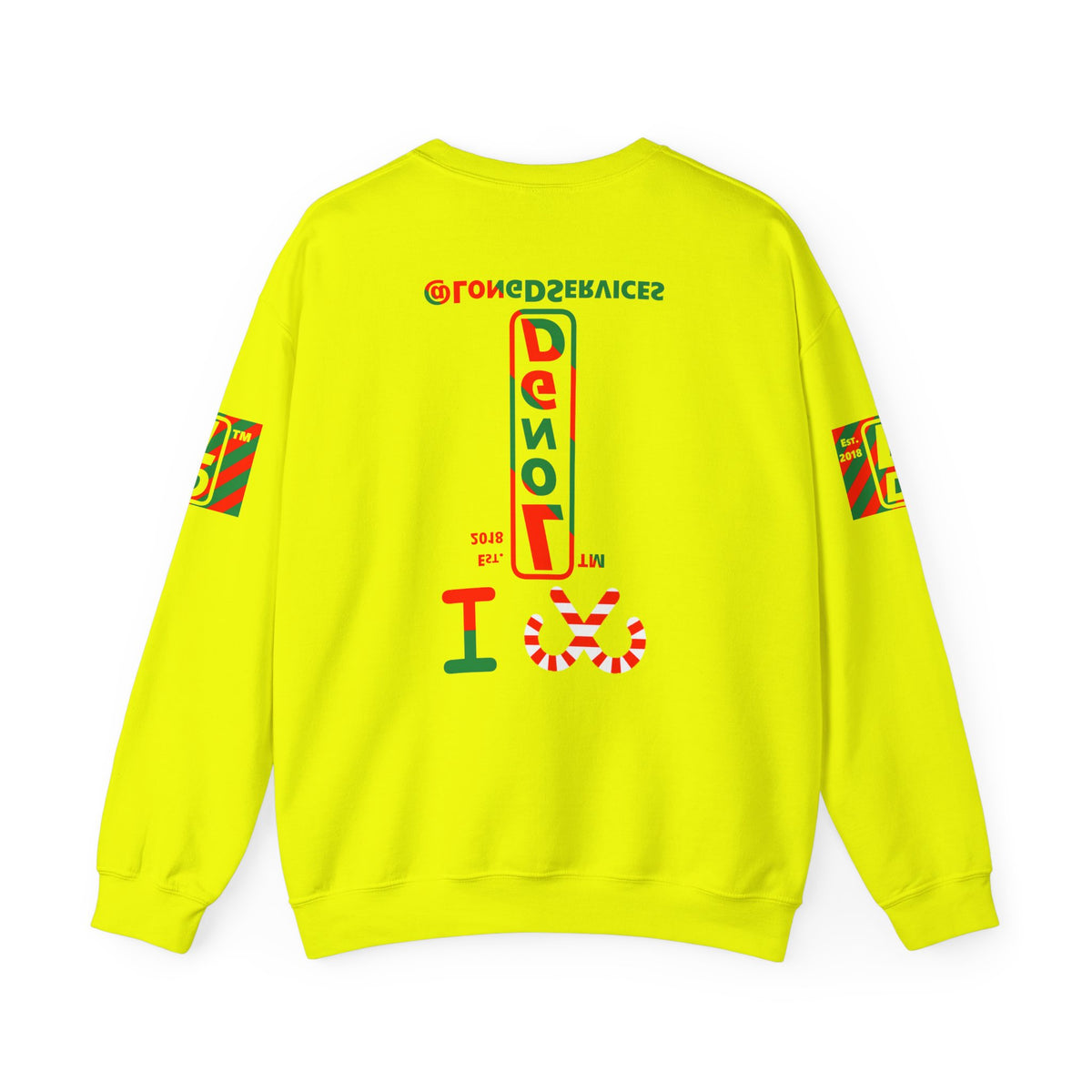 I candy cane LongD Tag positive upright pixel-weighted 4-striped 4-print logo crewneck sweatshirt