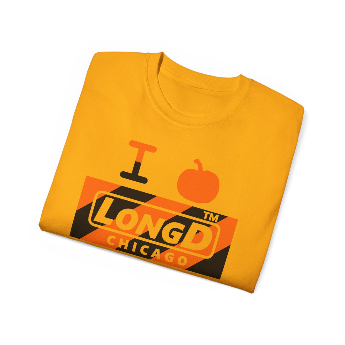 I pumpkin LongD Chicago negative diagonal 6-striped logo cotton tee