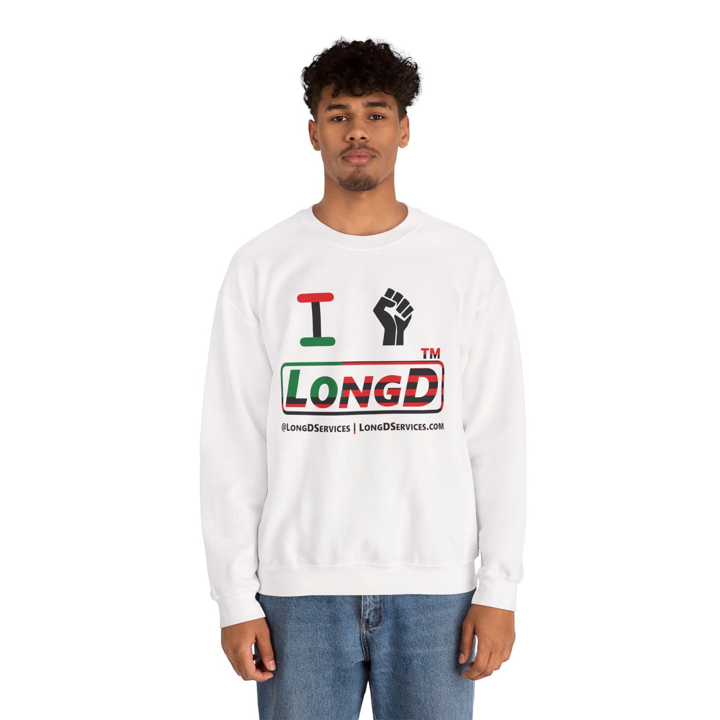 I fist LongD positive flag tag-domain logo crewneck sweatshirt