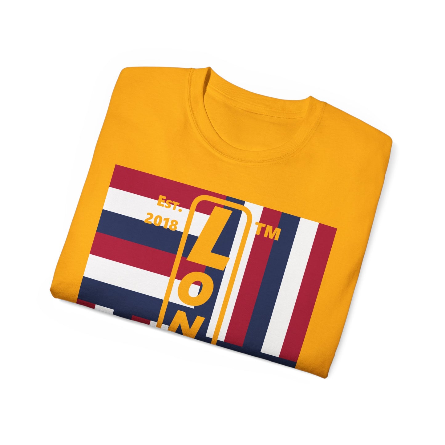 LongD cotton tee negative windmill 4-print Hyde Park upright logo (Patriotic colors)