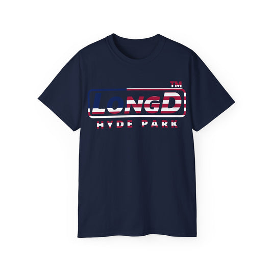 LongD positive flag Hyde Park logo cotton tee (patriotic colors)