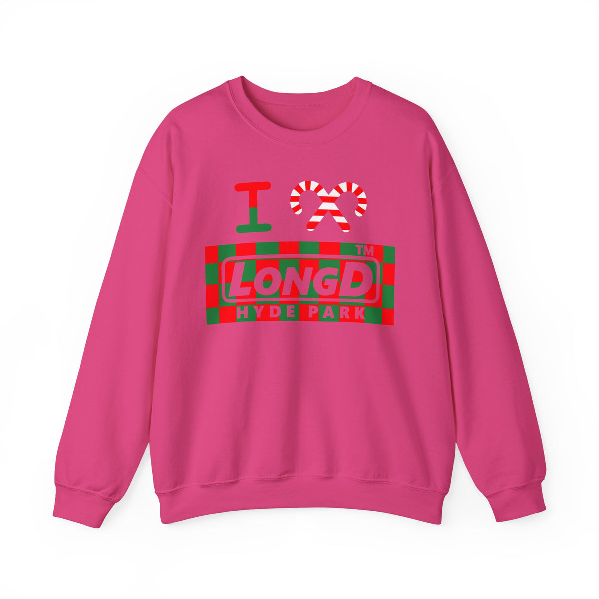 I candy cane LongD Hyde Park negative checkered logo crewneck sweatshirt