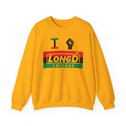 I fist LongD negative horizontal 3-striped Chicago logo crewneck sweatshirt