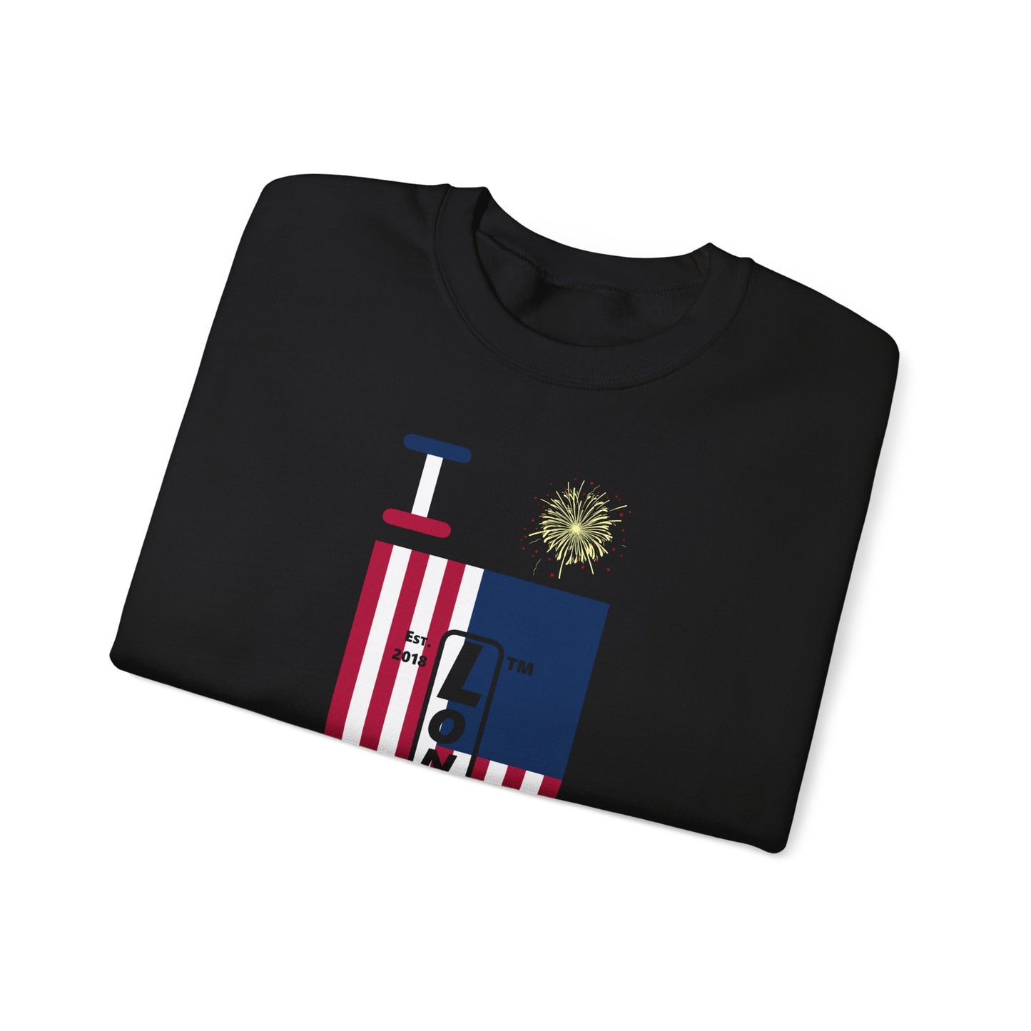 I Burst LongD negative flag tag upright logo crewneck sweatshirt