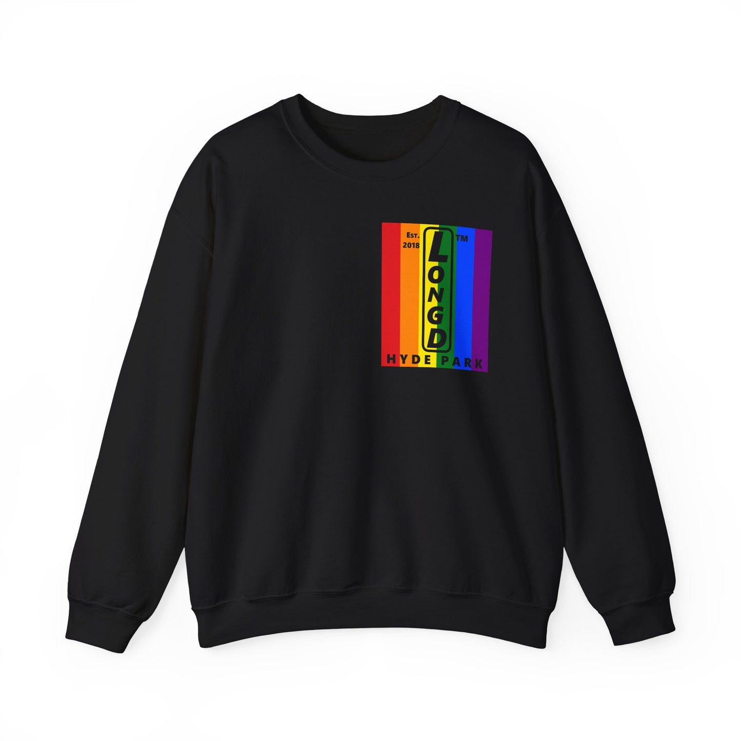 LongD negative flag single-breasted front-back Hyde Park upright logo crewneck sweatshirt (Pride colors)