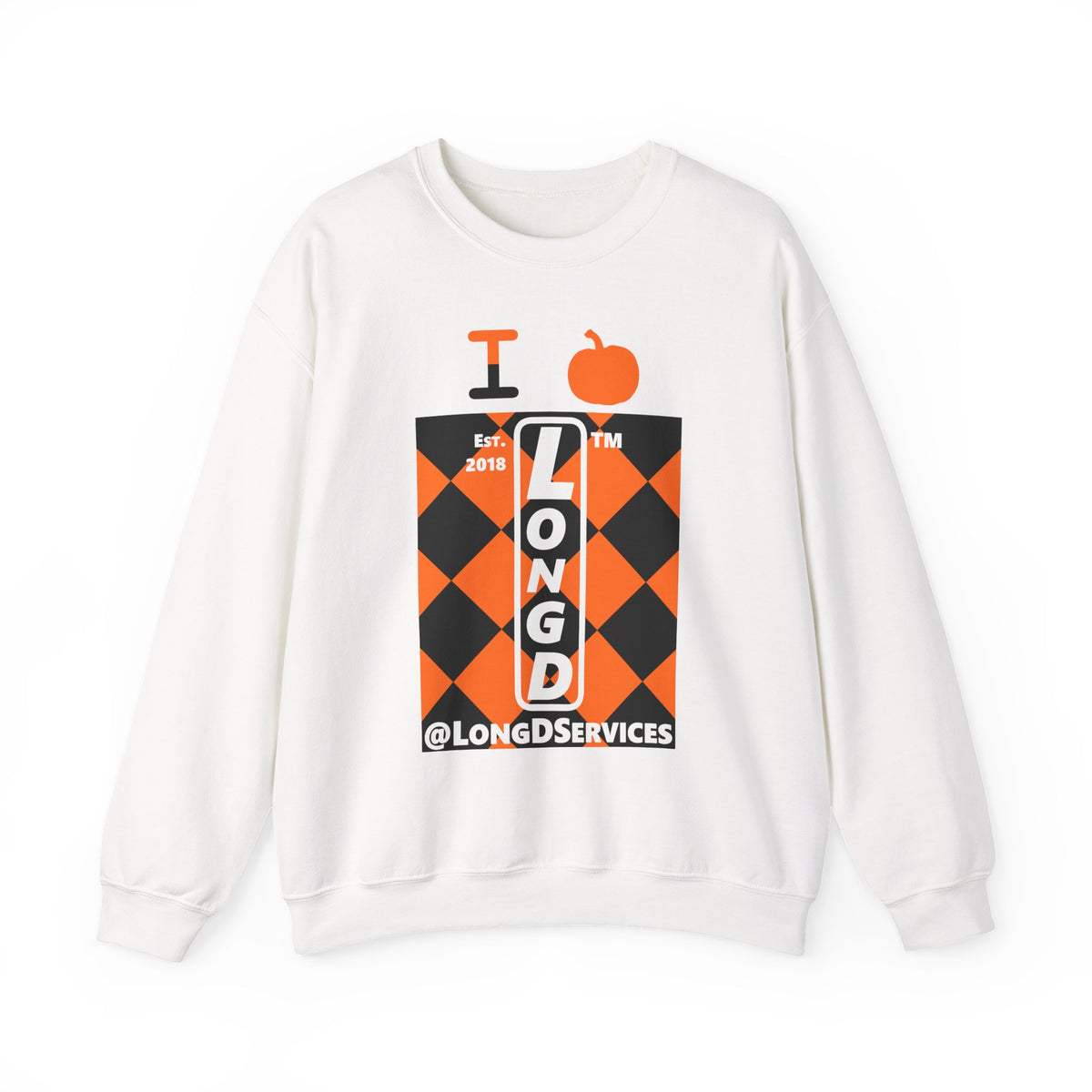 I pumpkin LongD Tag negative upright argyle logo crewneck sweatshirt