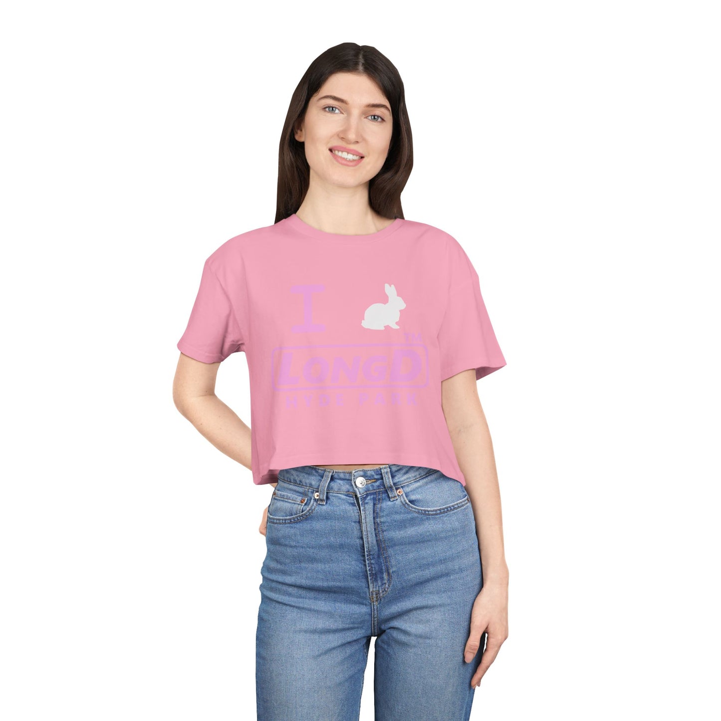 I Bunny LongD positive pink Hyde Park Logo Crop Tee