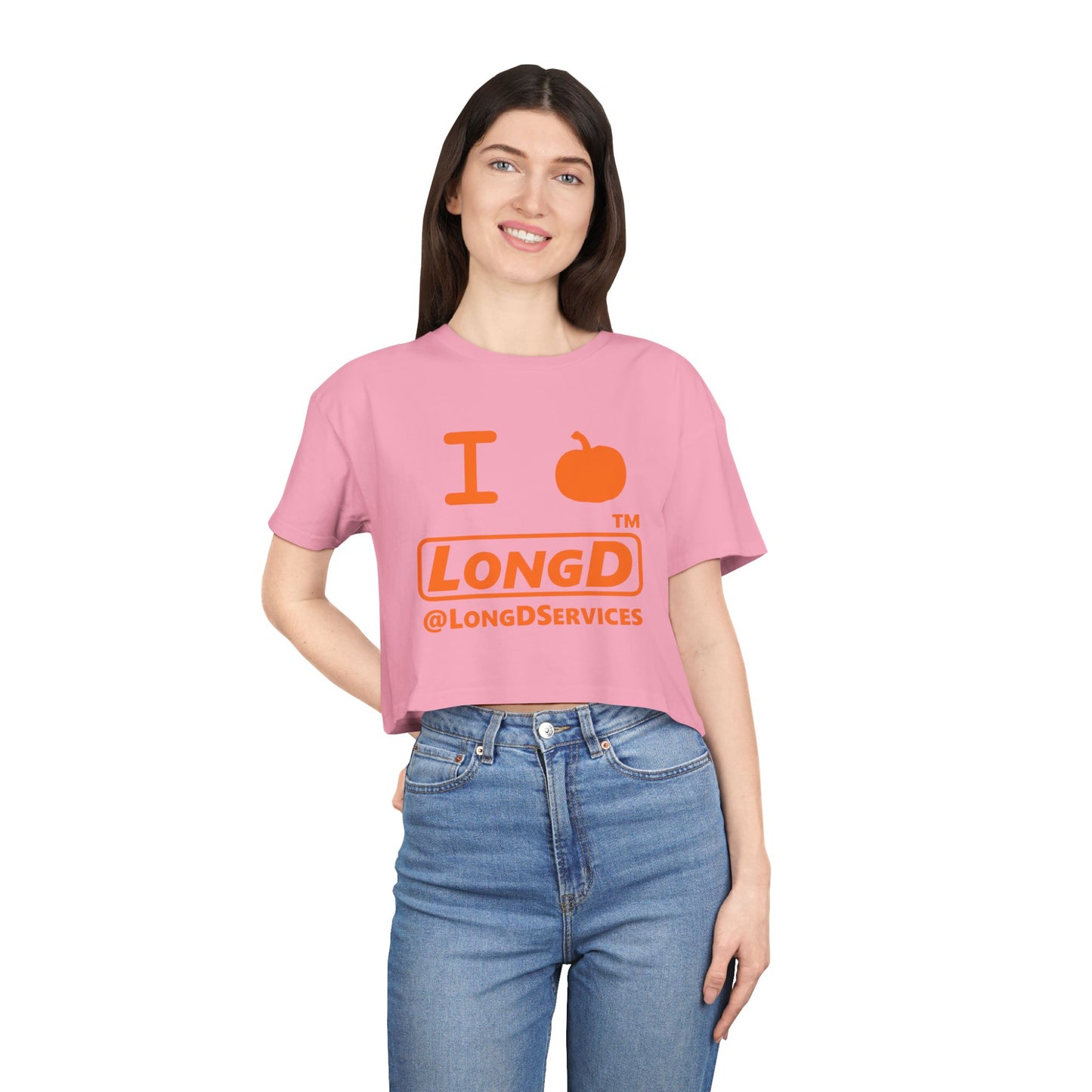 I Pumpkin LongD Logo Crop Tee orange basic tag logo