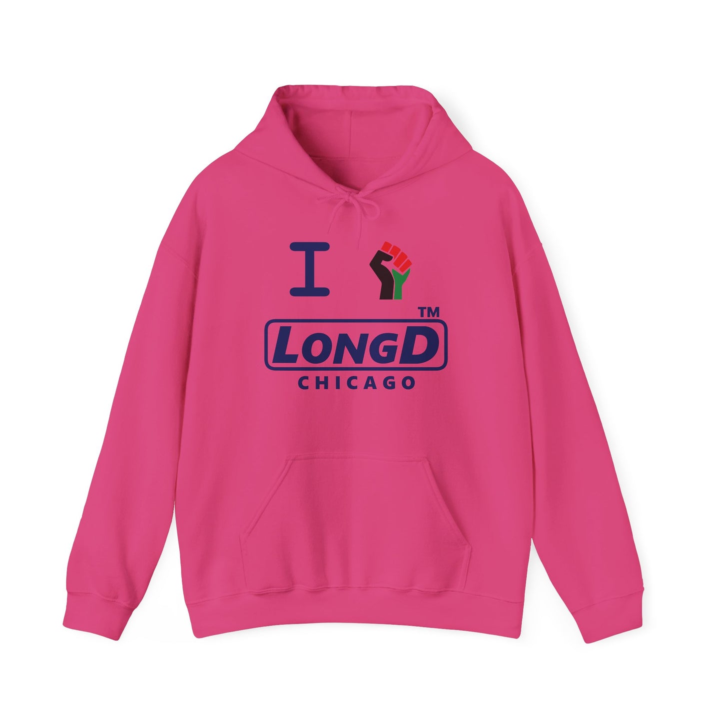 I fist LongD® basic official Chicago logo Hoodie (Juneteenth colors)