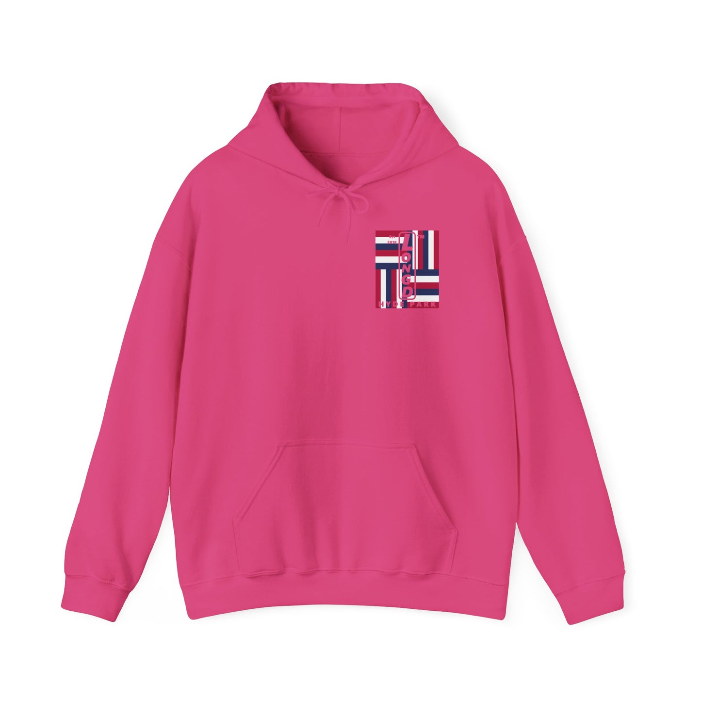 LongD single-breasted negative windmill front-back Hyde Park upright logo hoodie (Patriotic colors)