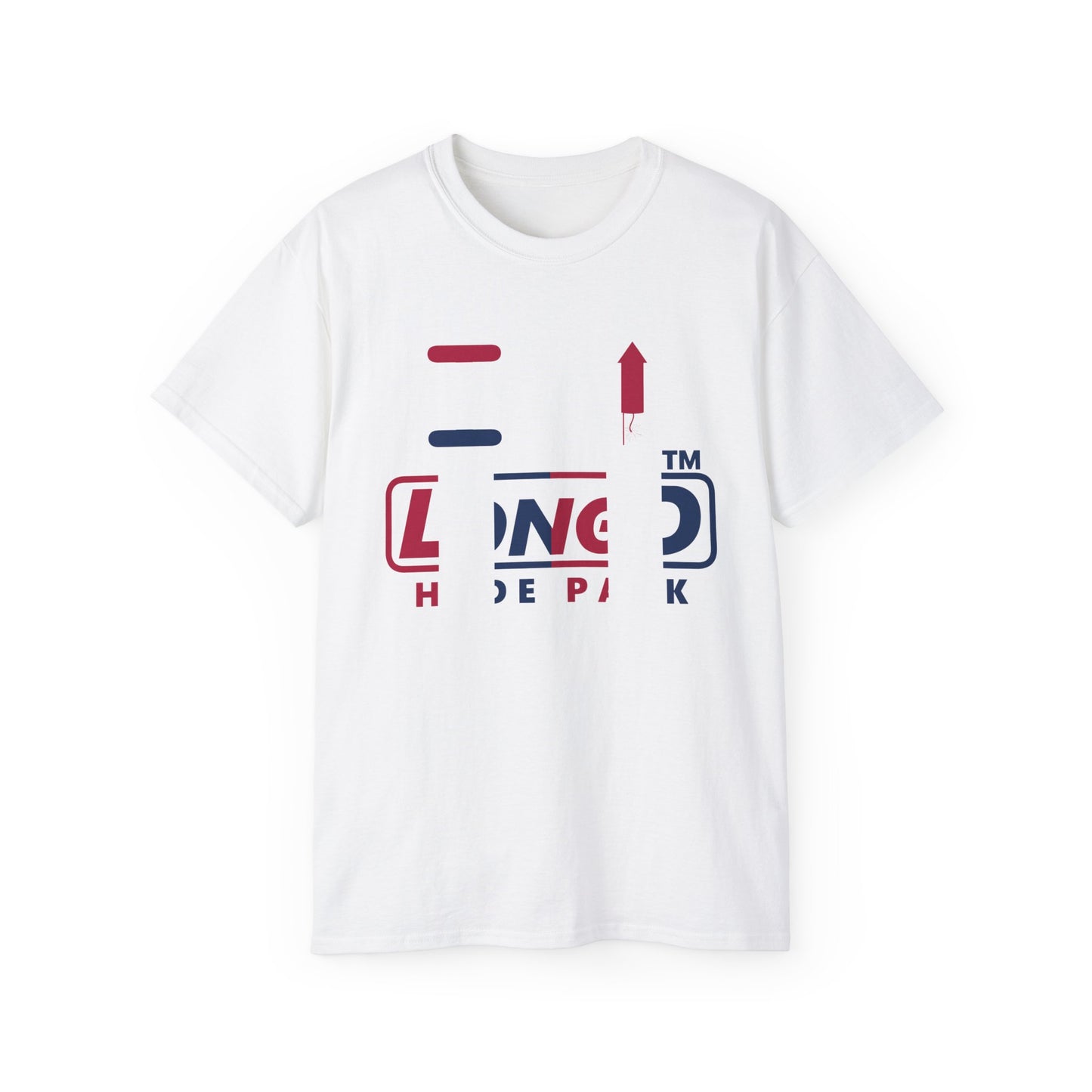 I firecracker LongD positive vertical 6-striped Hyde Park logo cotton tee