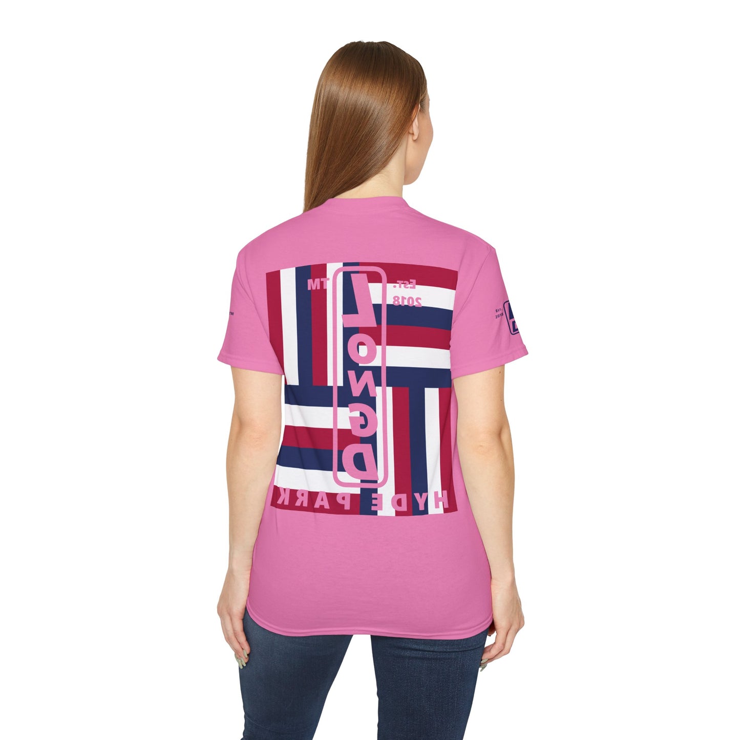 LongD cotton tee negative windmill 4-print Hyde Park upright logo (Patriotic colors)