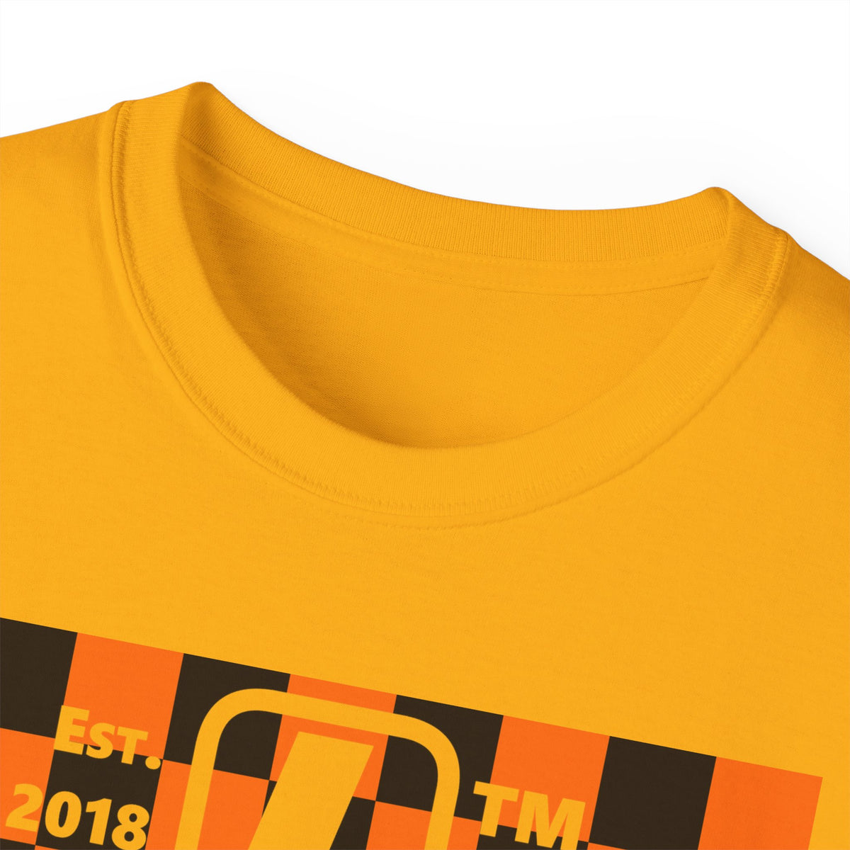 LongD Hyde Park negative upright checkered logo (Halloween colors) cotton tee