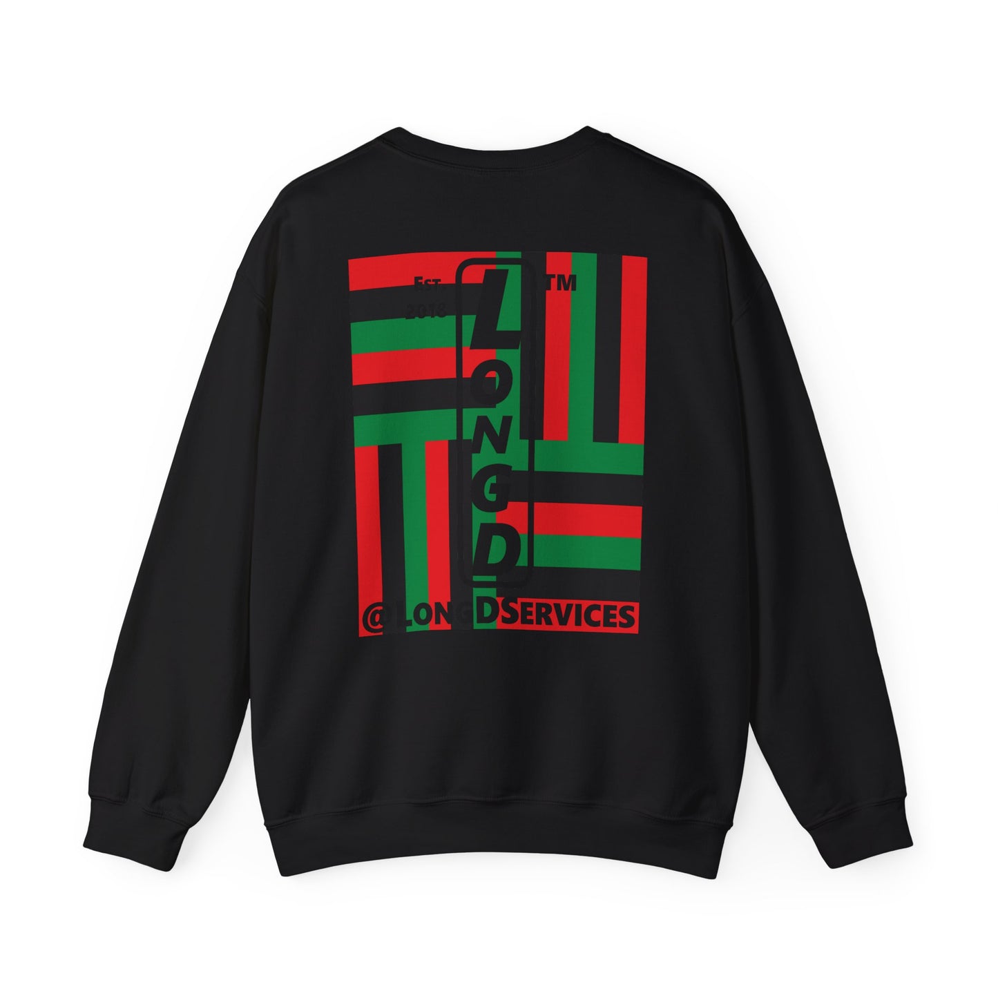 I Fist LongD negative windmill tag upright front-back logo crewneck sweatshirt