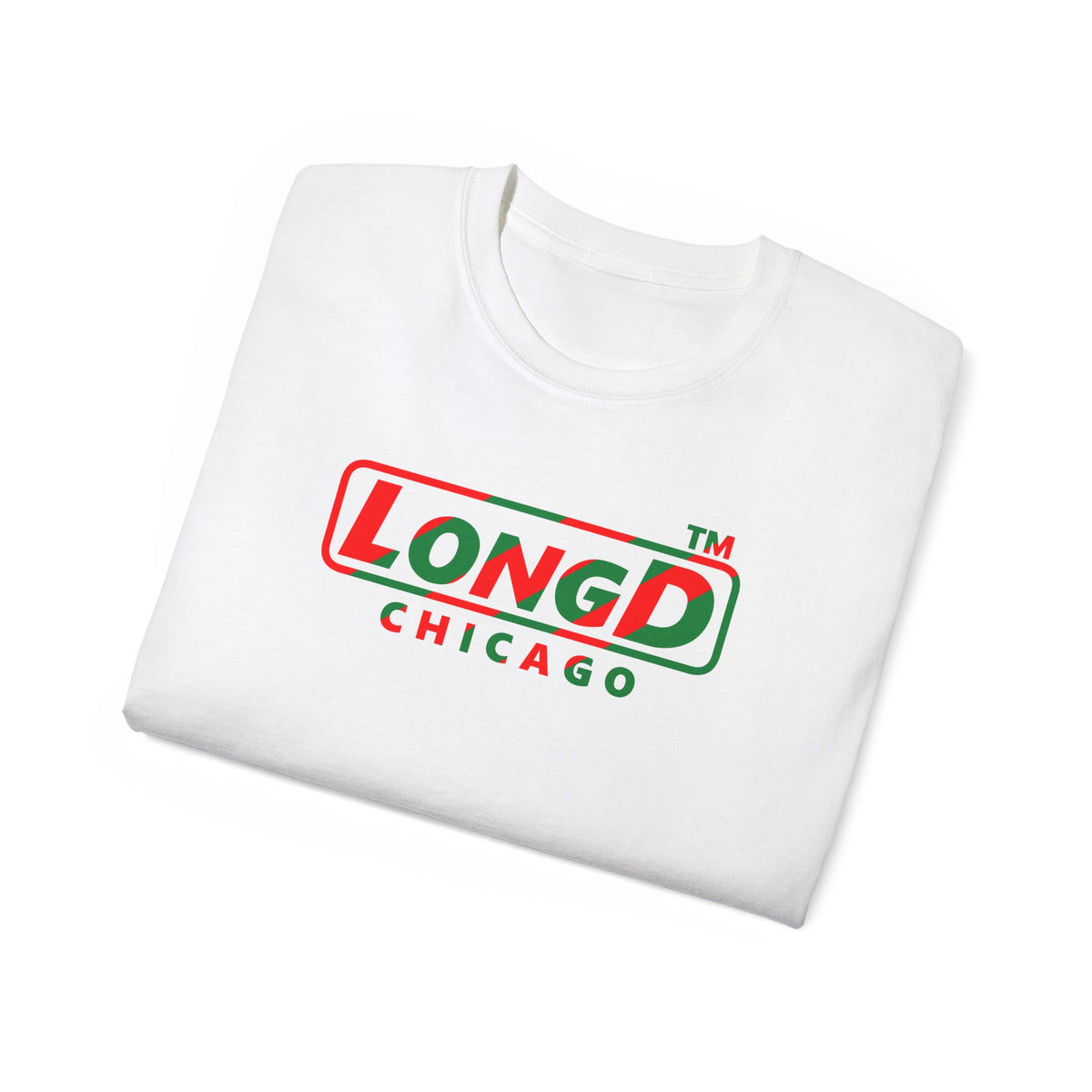 LongD Chicago positive pixel-weighted 6-striped logo (Xmas colors) cotton tee