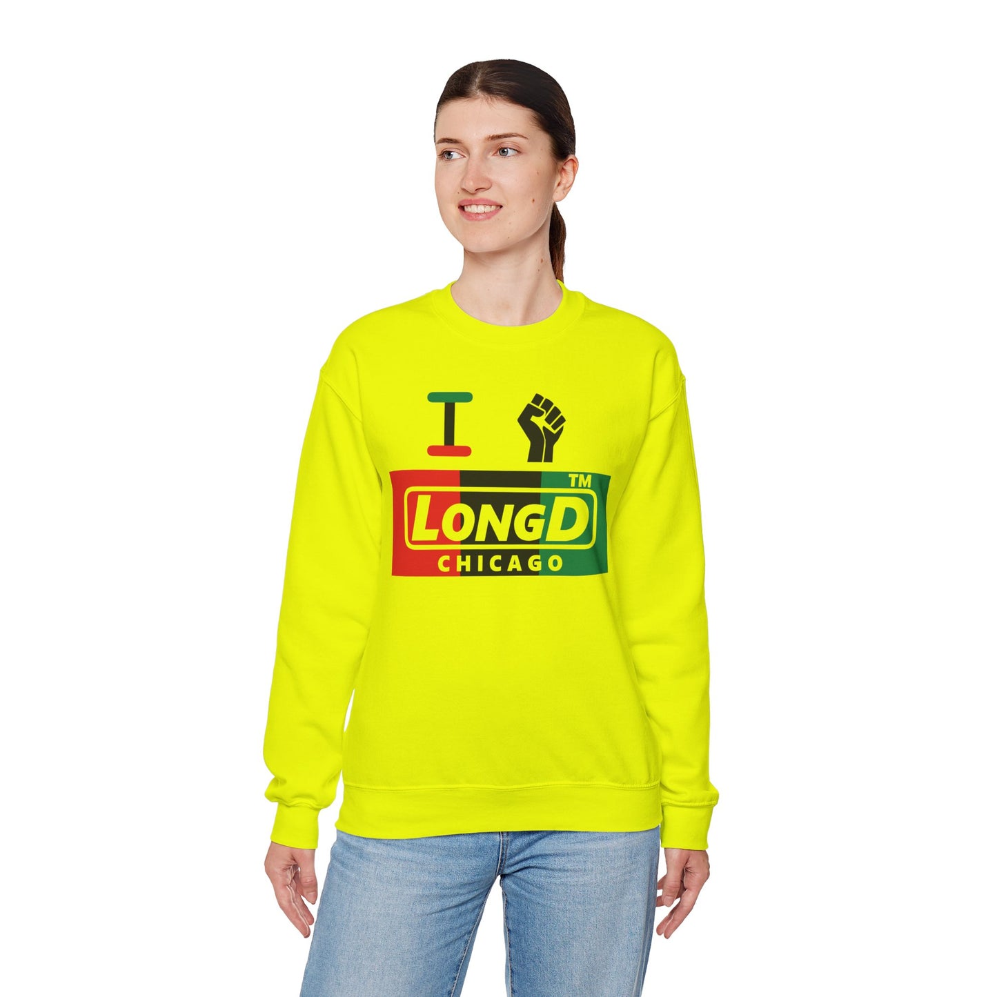 I fist LongD negative vertical 3-striped Chicago logo crewneck sweatshirt