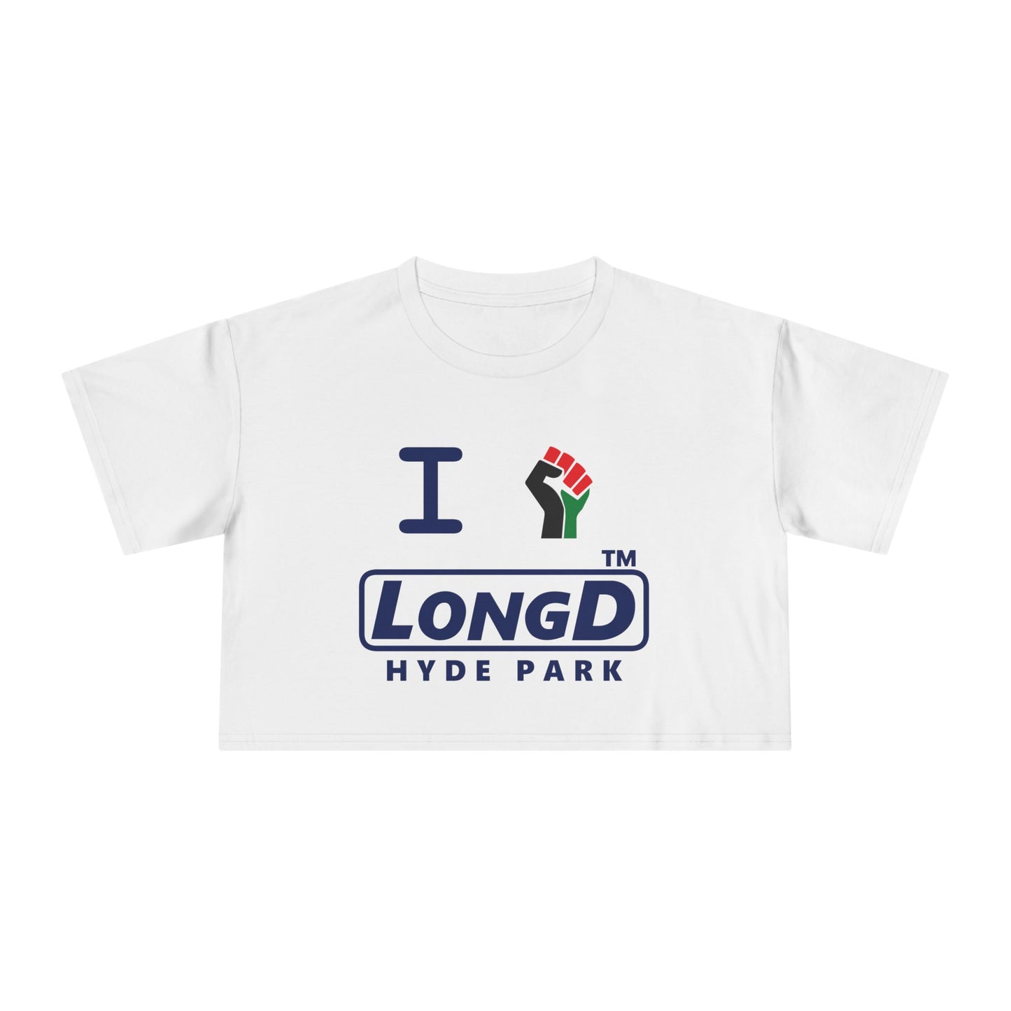 I fist LongD official front-back Hyde Park logo crop tee
