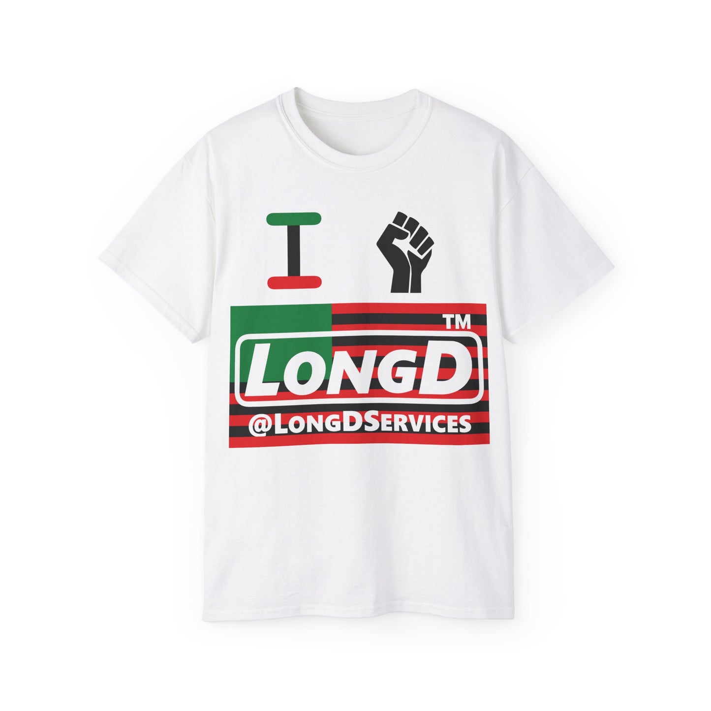 I fist LongD negative flag tag logo cotton tee