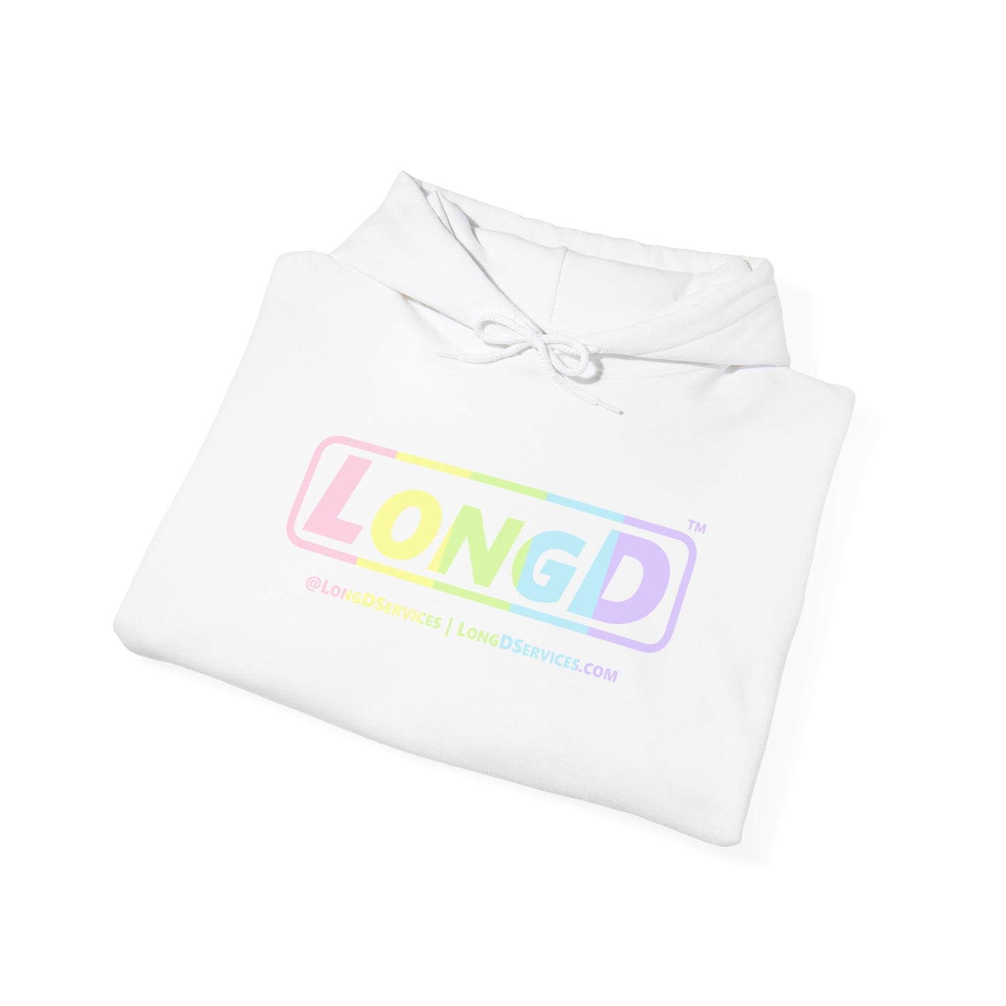 LongD® Logo Hoodie pastel spectrum text coloration