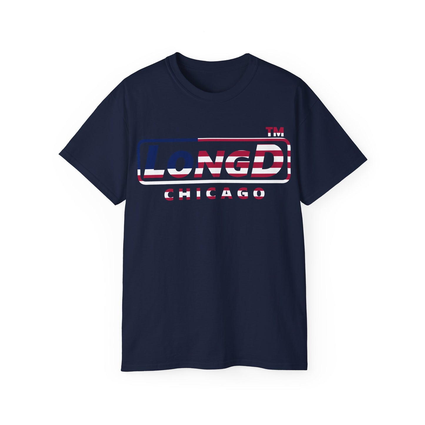 LongD positive flag Chicago logo cotton tee (patriotic colors)