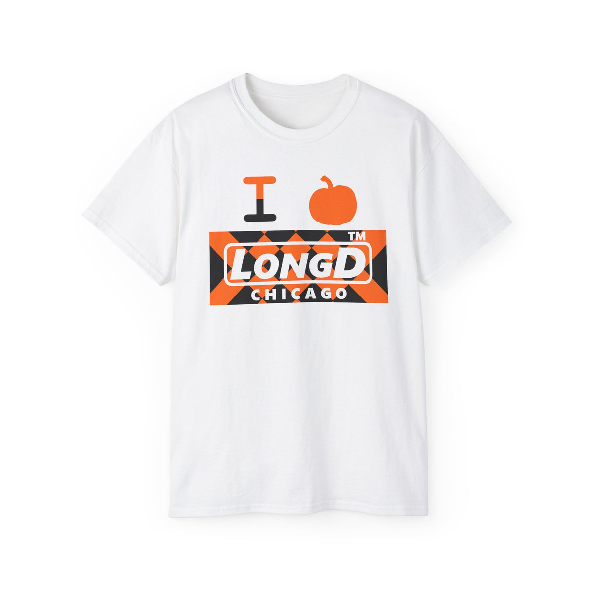 I pumpkin LongD Chicago negative stylized argyle logo cotton tee