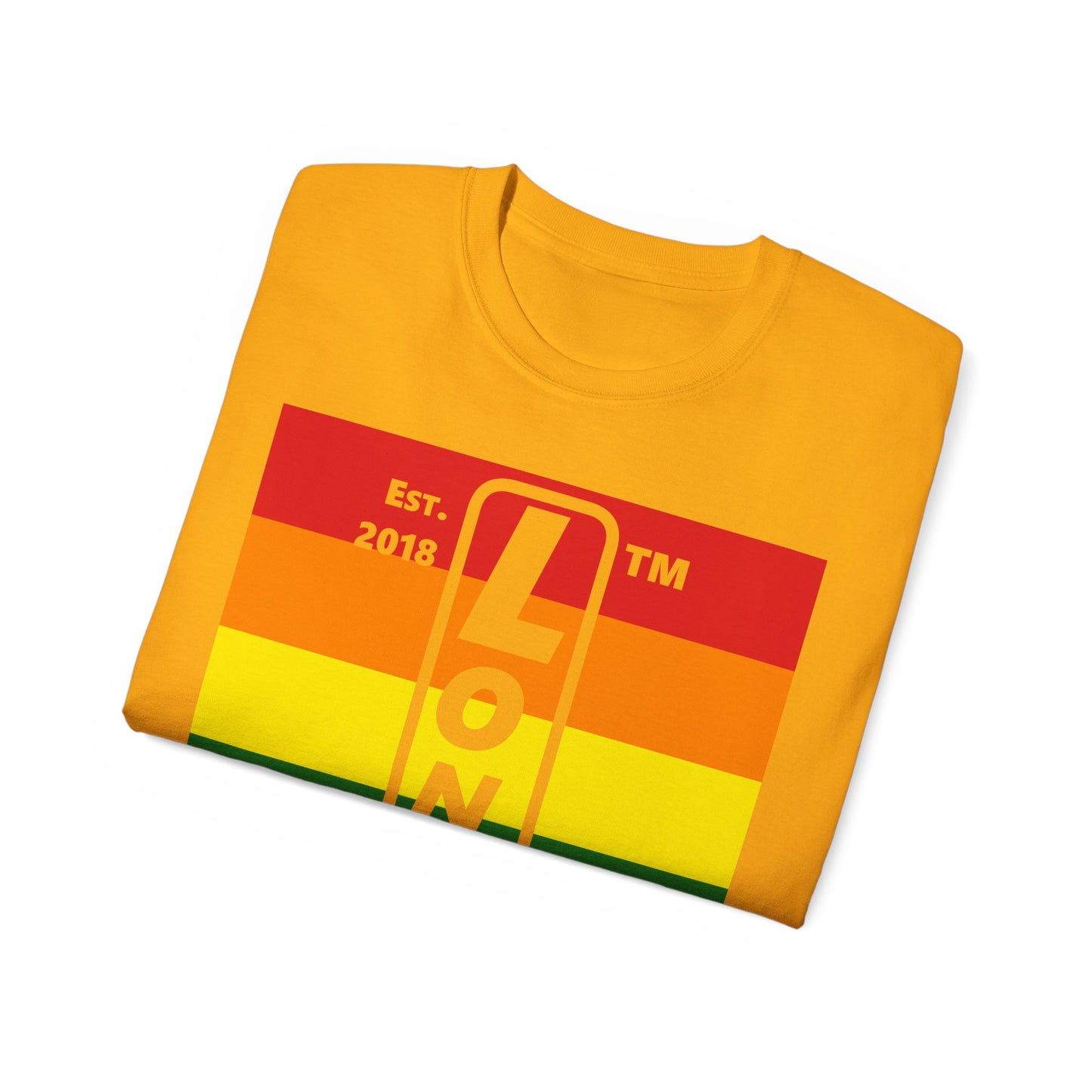 LongD Cotton Tee negative horizontal striped Chicago upright logo (Pride colors)