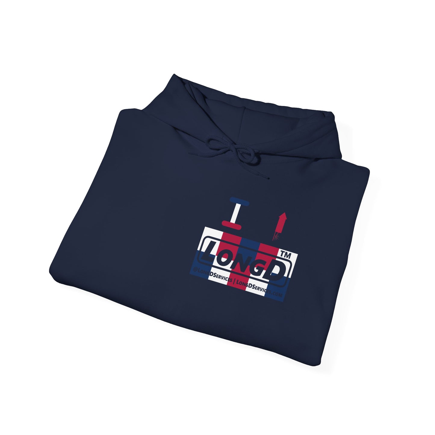 I firecracker LongD® negative 2x5 4-print single breasted tag-domain logo hoodie