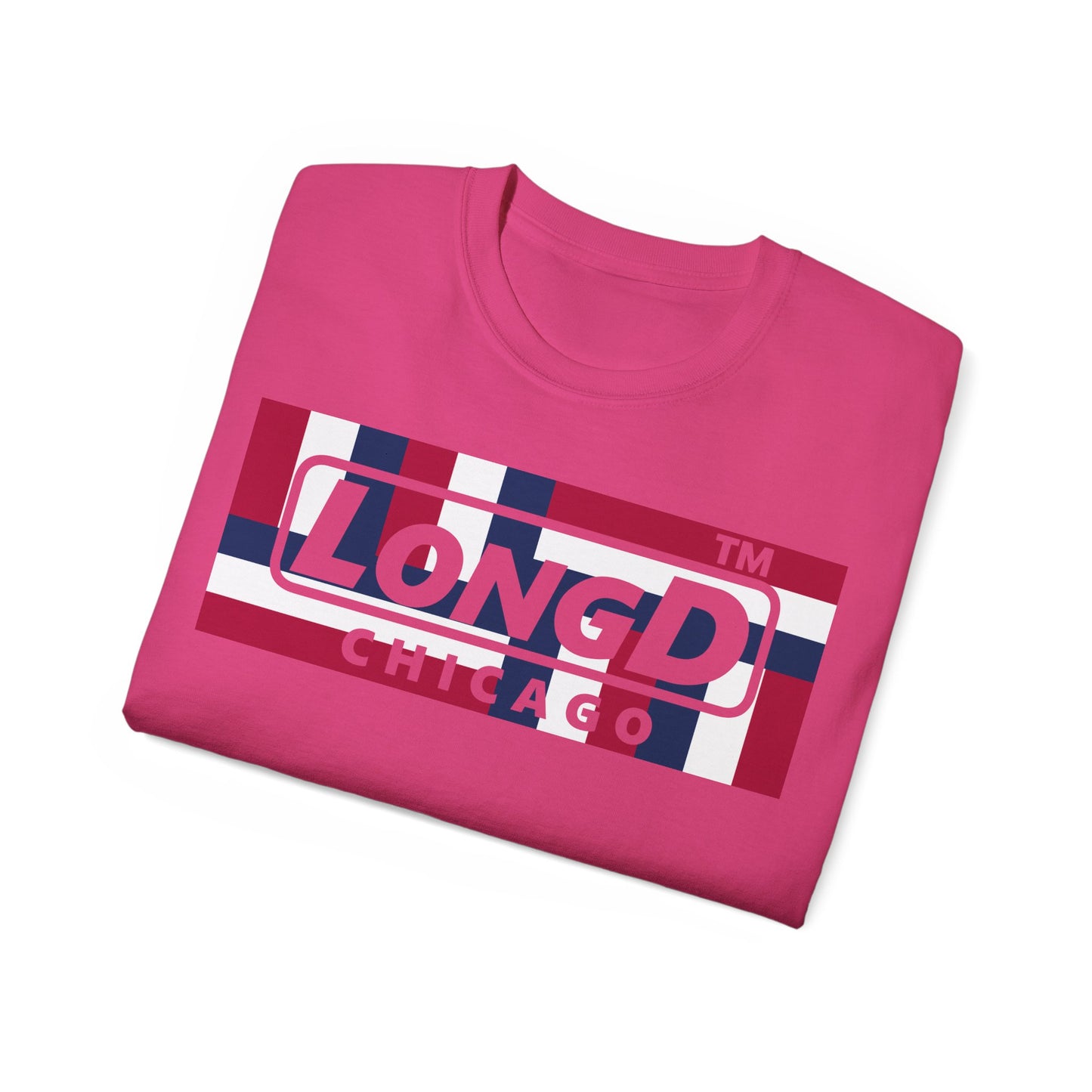 LongD negative modified windmill Chicago logo cotton tee (patriotic colors)