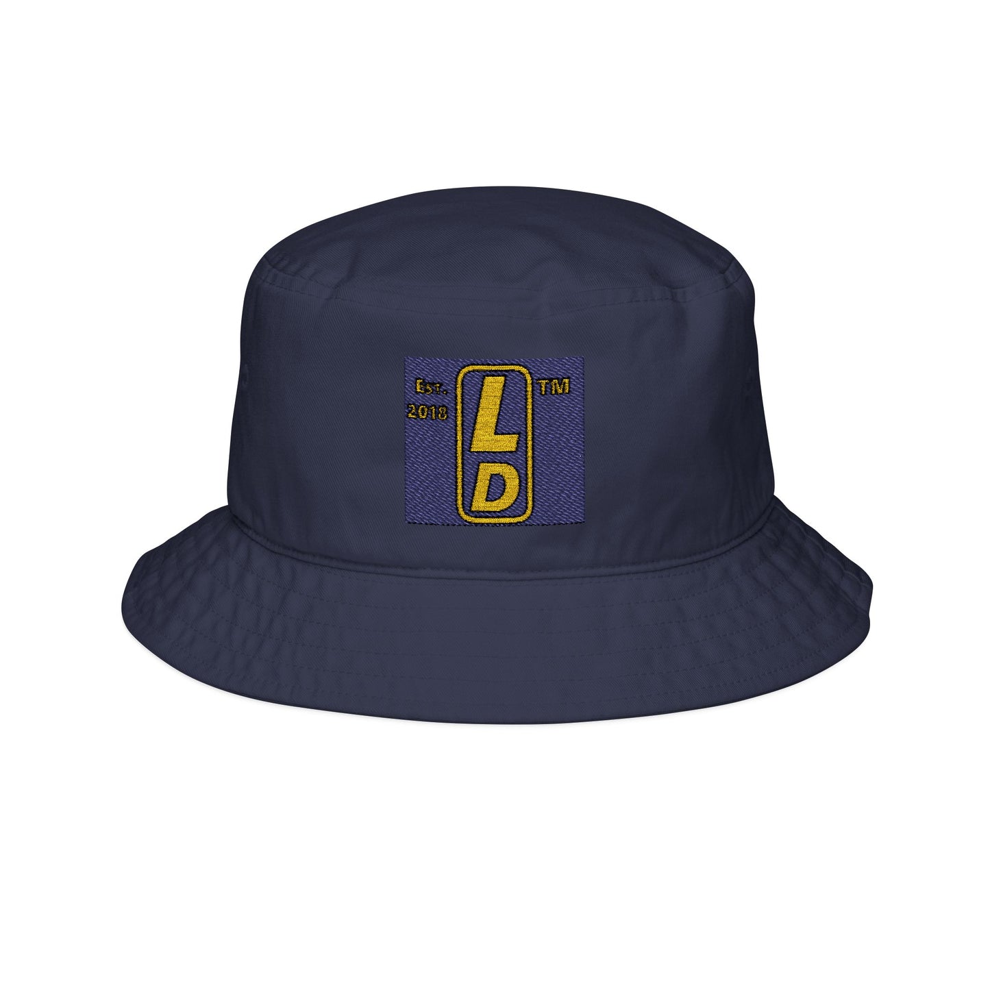 Embroidered alternate upright logo initials bucket hat