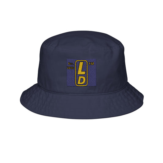 Embroidered alternate upright logo initials bucket hat