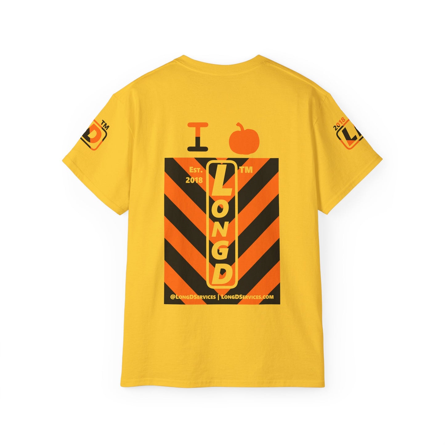 I pumpkin LongD Tag-domain negative upright downward chevron 4-print logo cotton tee