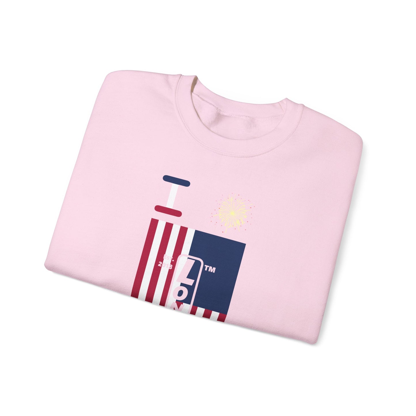 I Burst LongD negative flag tag upright logo crewneck sweatshirt