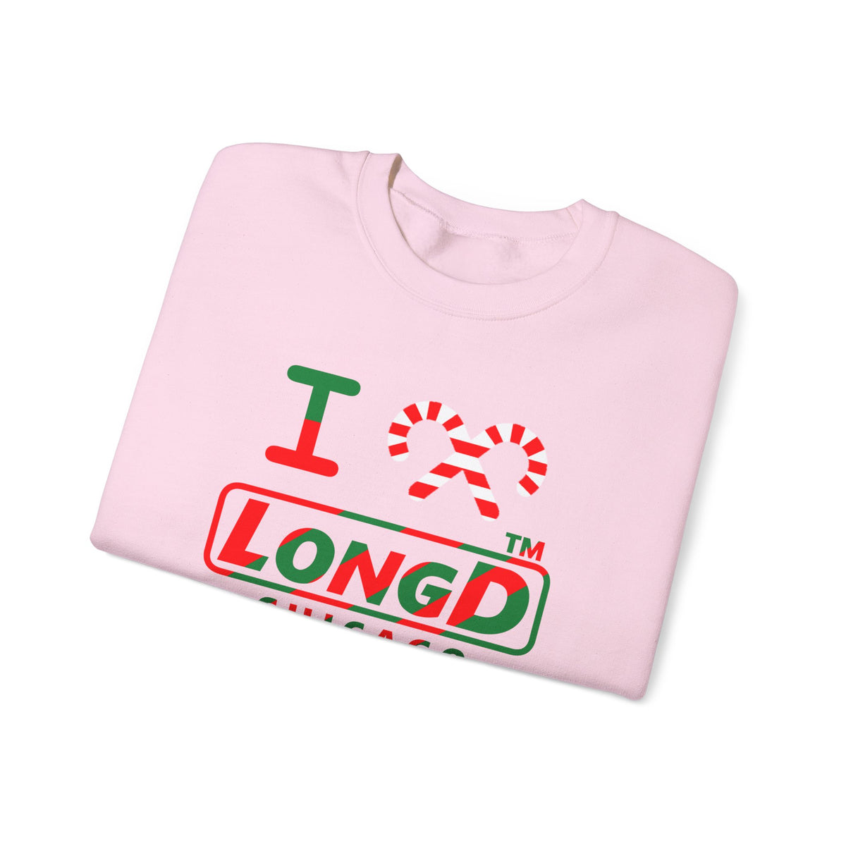 I candy cane LongD Chicago positive pixel-weighted 6-striped logo crewneck sweatshirt