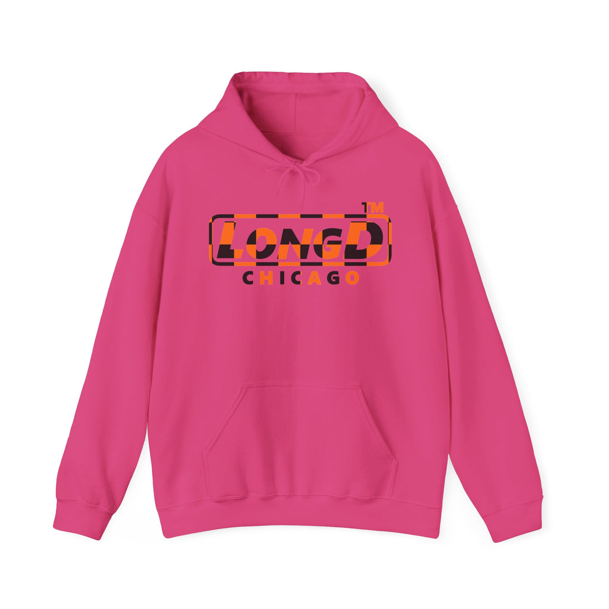 LongD Chicago positive checkered logo (Halloween colors) hoodie